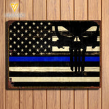 Thin Blue Line Metal Sign MAY-MQ12