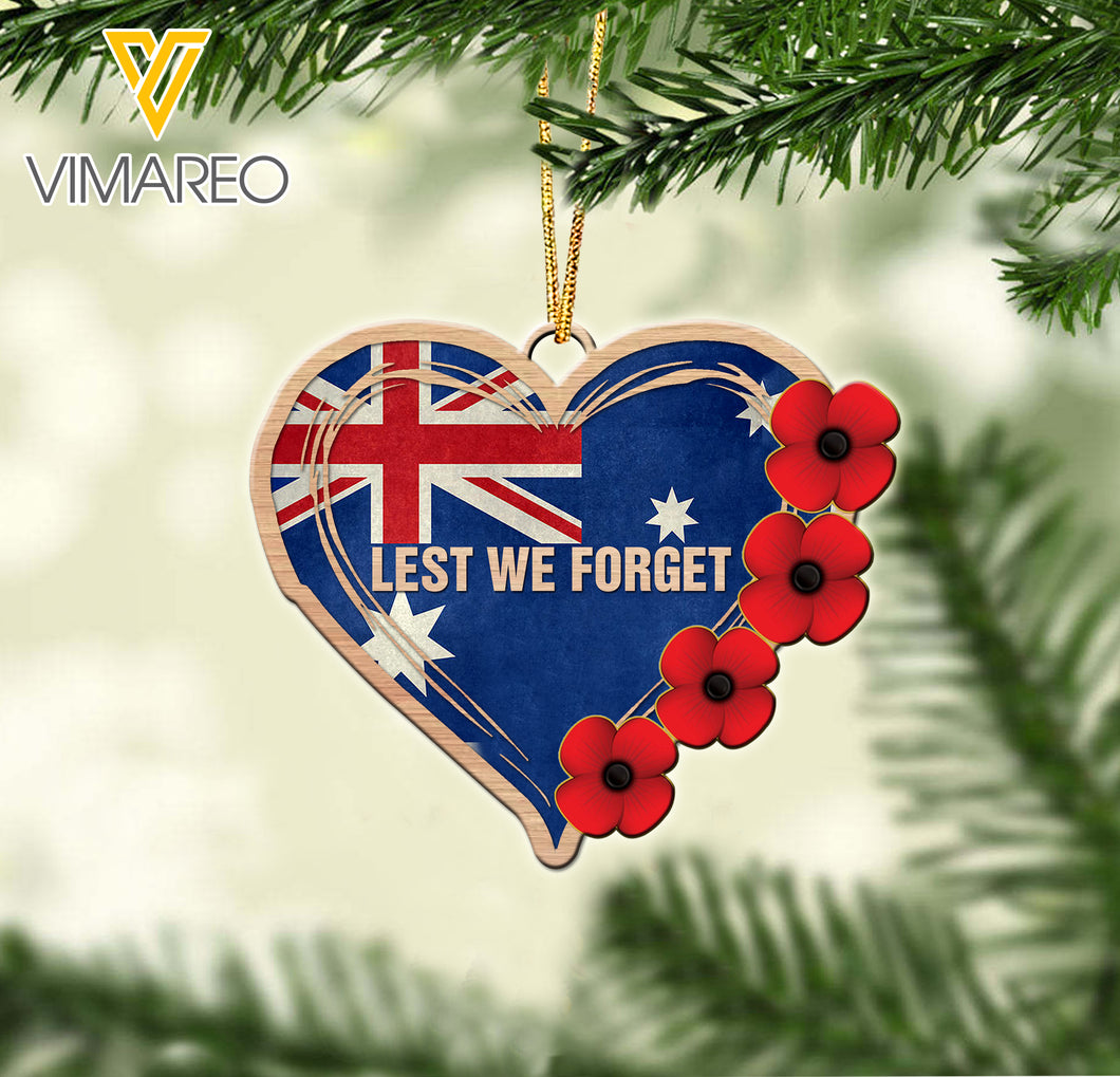 AUSTRALIAN LEST WE FORGET WOOD ORNAMENT CHRISTMAS NOV-LN20