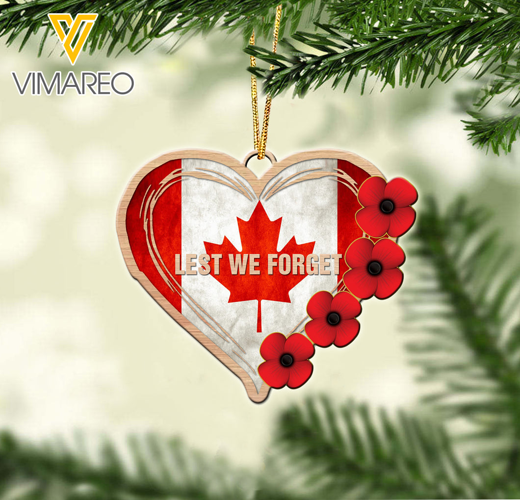 CANADIAN LEST WE FORGET WOOD ORNAMENT CHRISTMAS NOV-LN20