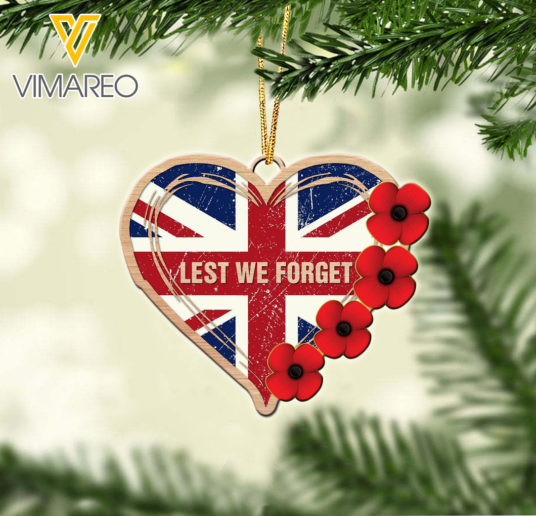 BRITISH LEST WE FORGET WOOD ORNAMENT CHRISTMAS NOV-LN20