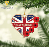 BRITISH LEST WE FORGET WOOD ORNAMENT CHRISTMAS NOV-LN20