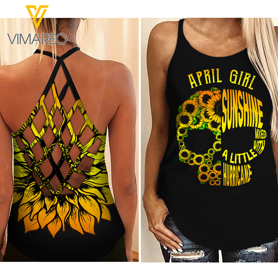 April Girl Criss-Cross Open Back Camisole Tank Top MAR-QH16