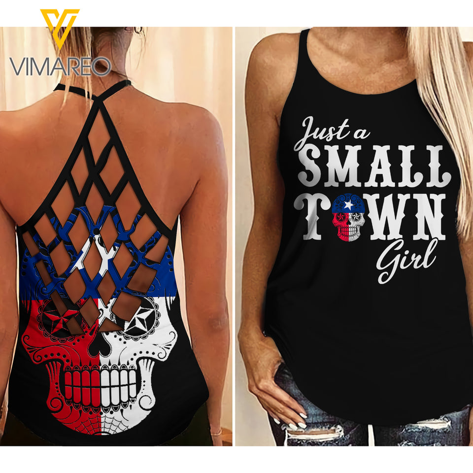 Texas Girl Criss-Cross Open Back Camisole Tank Top MAY-QH06