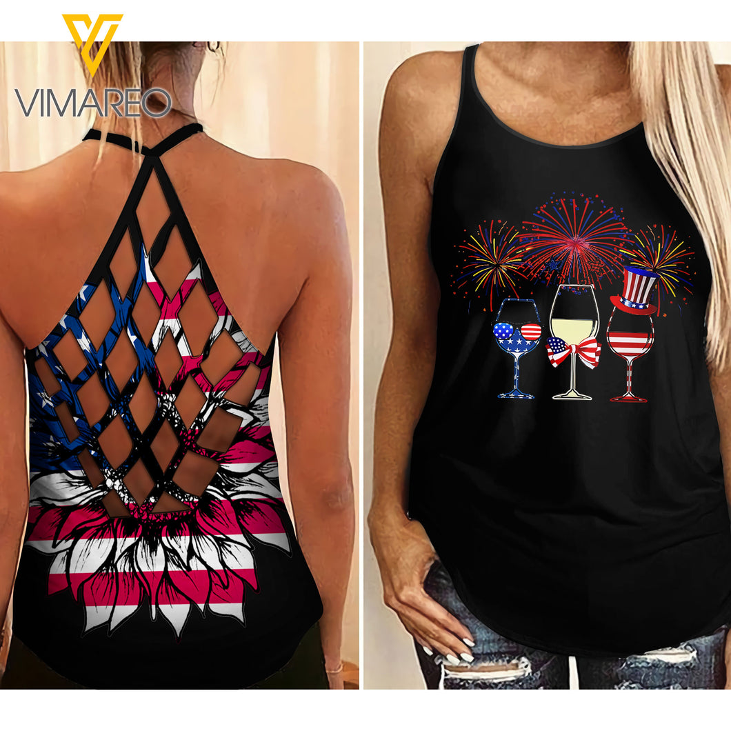 KHMD WINE 4TH OF JULY Criss-Cross Tank Top 2004