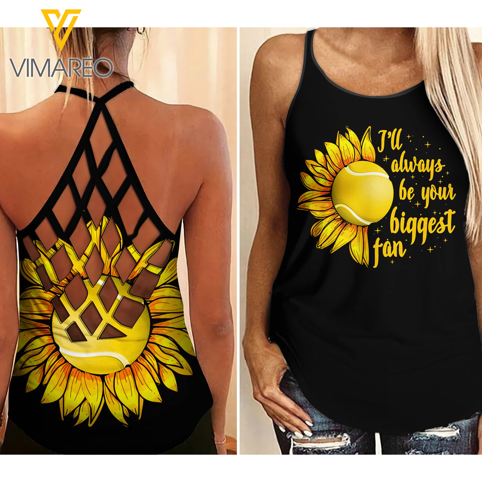 KHMD I'LL ALWAYS BE YOUR BIGGEST FAN TENNIS Criss-Cross Tank Top