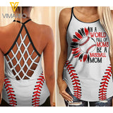KHMD IN A WORLD FULL OF MOMS Criss-Cross Tank Top 1504