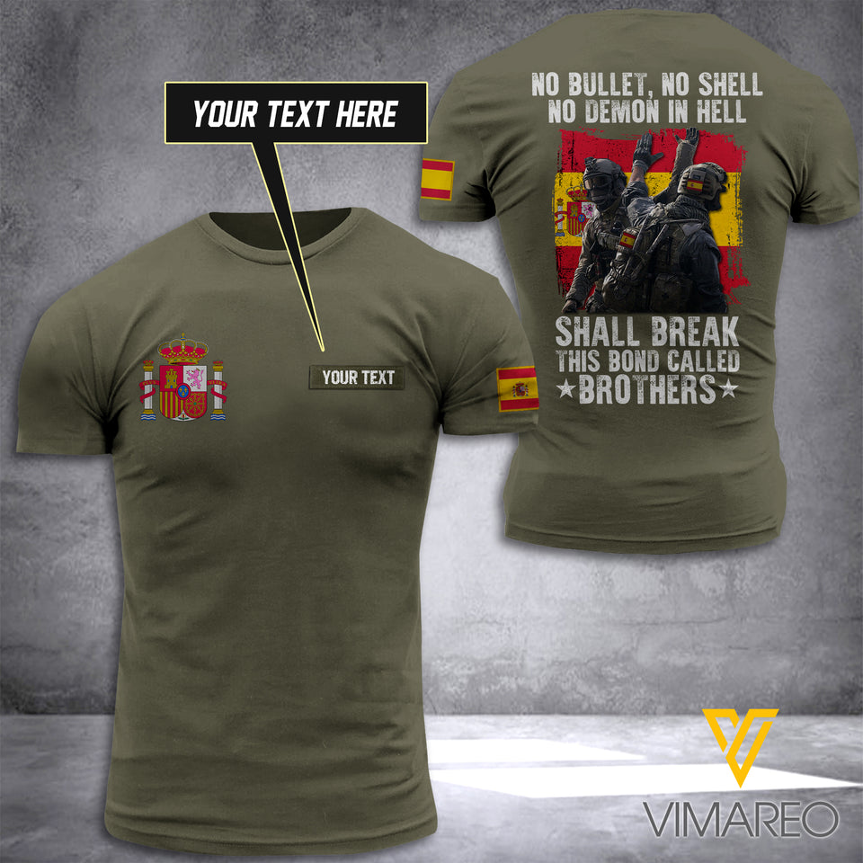 KHMD Customized NO BULLET SPAIN 3D Printed Shirt 1305