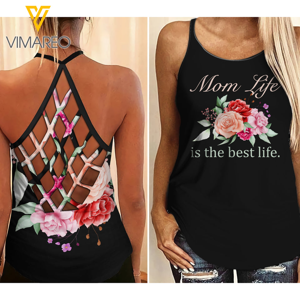 KHMD MOM LIFE MOTHER'S DAY Criss-Cross Tank Top 0804
