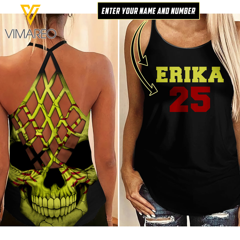 KHMD CUSTOM SOFTBALL Girl Criss-Cross Tank Top 0704
