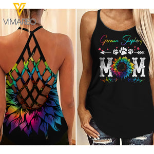 KHMD GERMAN SHEPHERD MOM Criss-Cross Tank Top 1204