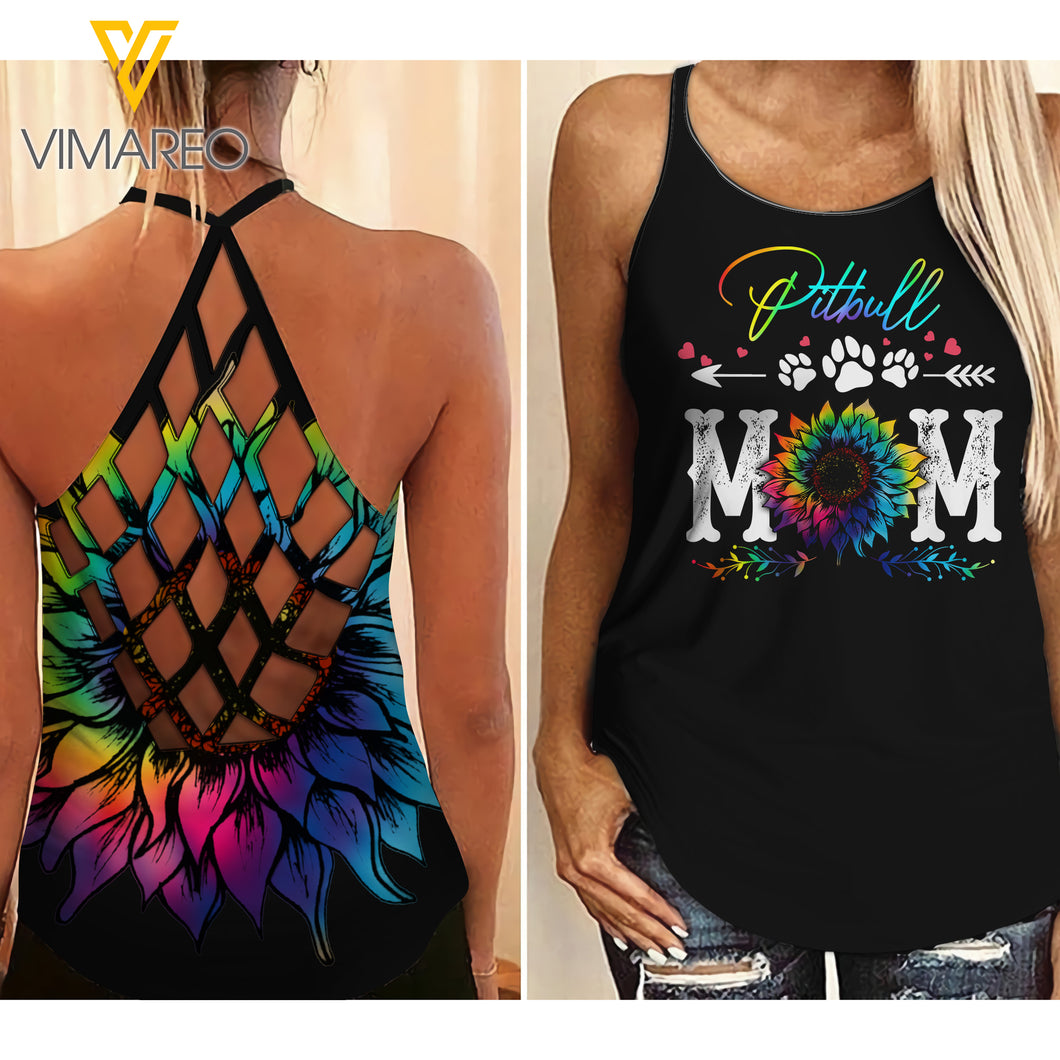 KHMD PITBULL MOM Criss-Cross Tank Top 1204