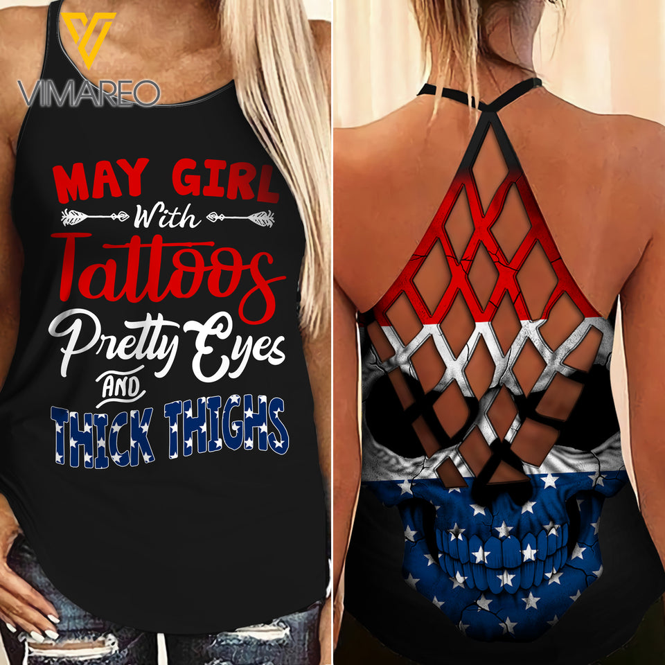 KHMD MAY GIRL Criss-Cross THICK THIGHS Tank Top Legging