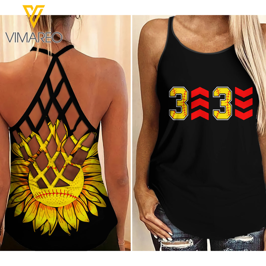 KHMD 3 UP 3 DOWN SOFTBALL Criss-Cross Tank Top 1304