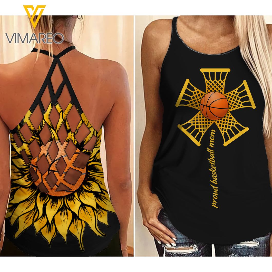 KHMD PROUD BASKETBALL MOM Girl Criss-Cross Tank Top