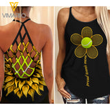 KHMD PROUD TENNIS MOM Girl Criss-Cross Tank Top