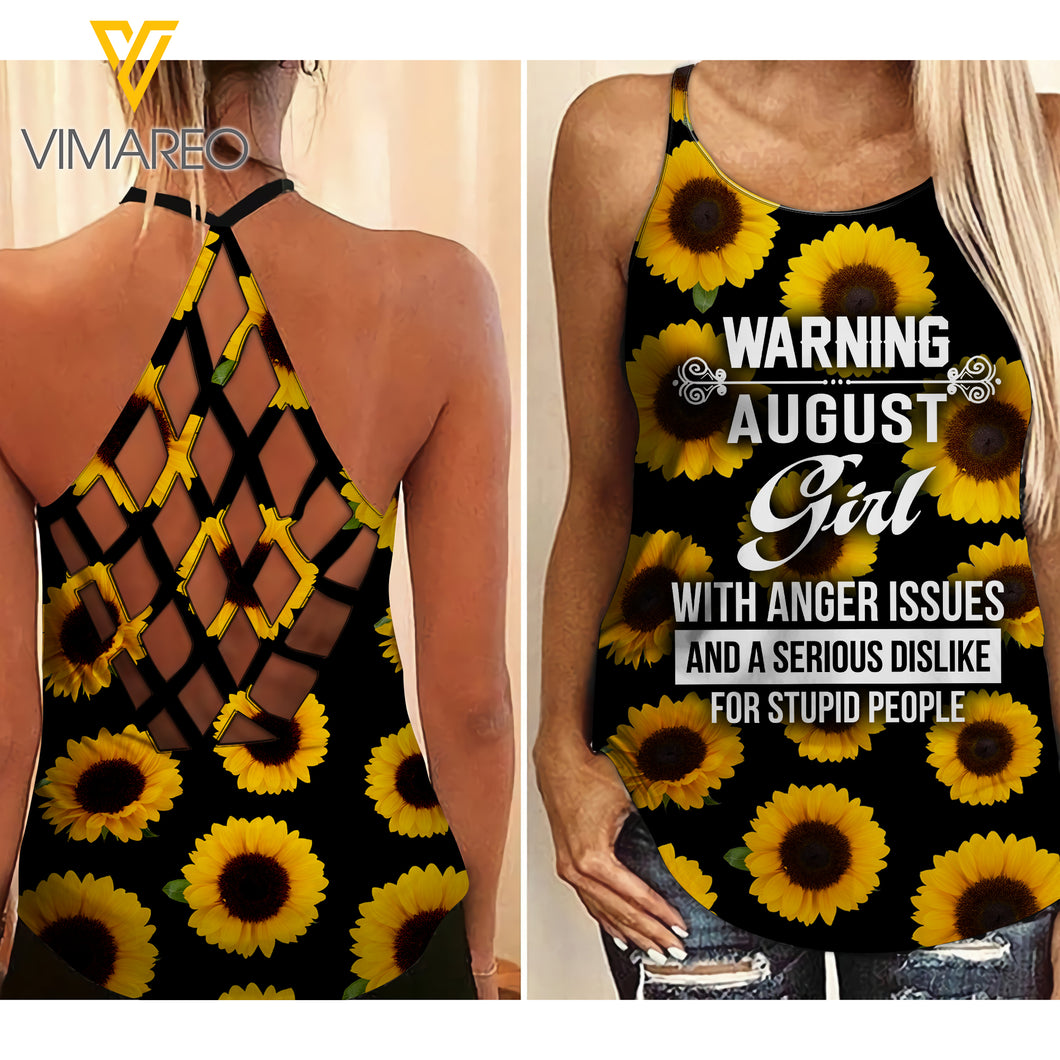 KHMD WARNING AUGUST GIRL Criss-Cross Tank Top 1706