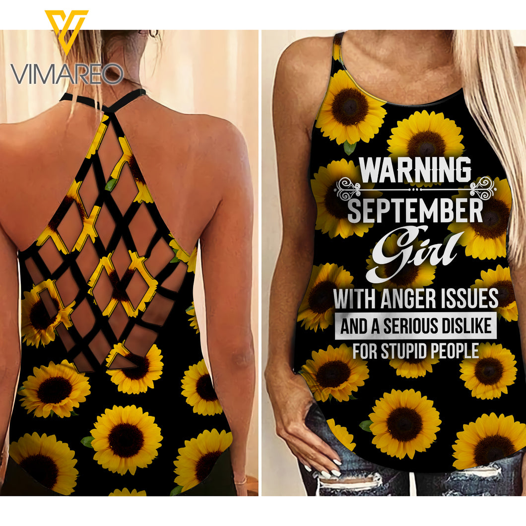 KHMD WARNING SEPTEMBER GIRL Criss-Cross Tank Top 1706