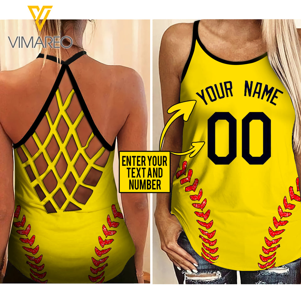 KHMD CUSTOM SOFTBALL Girl Criss-Cross Tank Top 0604