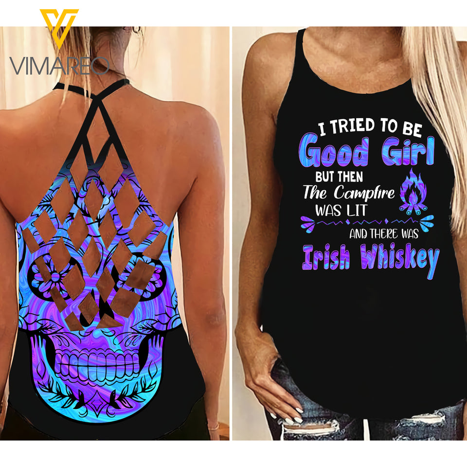 KHMD GOOD GIRL IRISH WHISKEY Criss-Cross CHAOTIC Tank Top Legging
