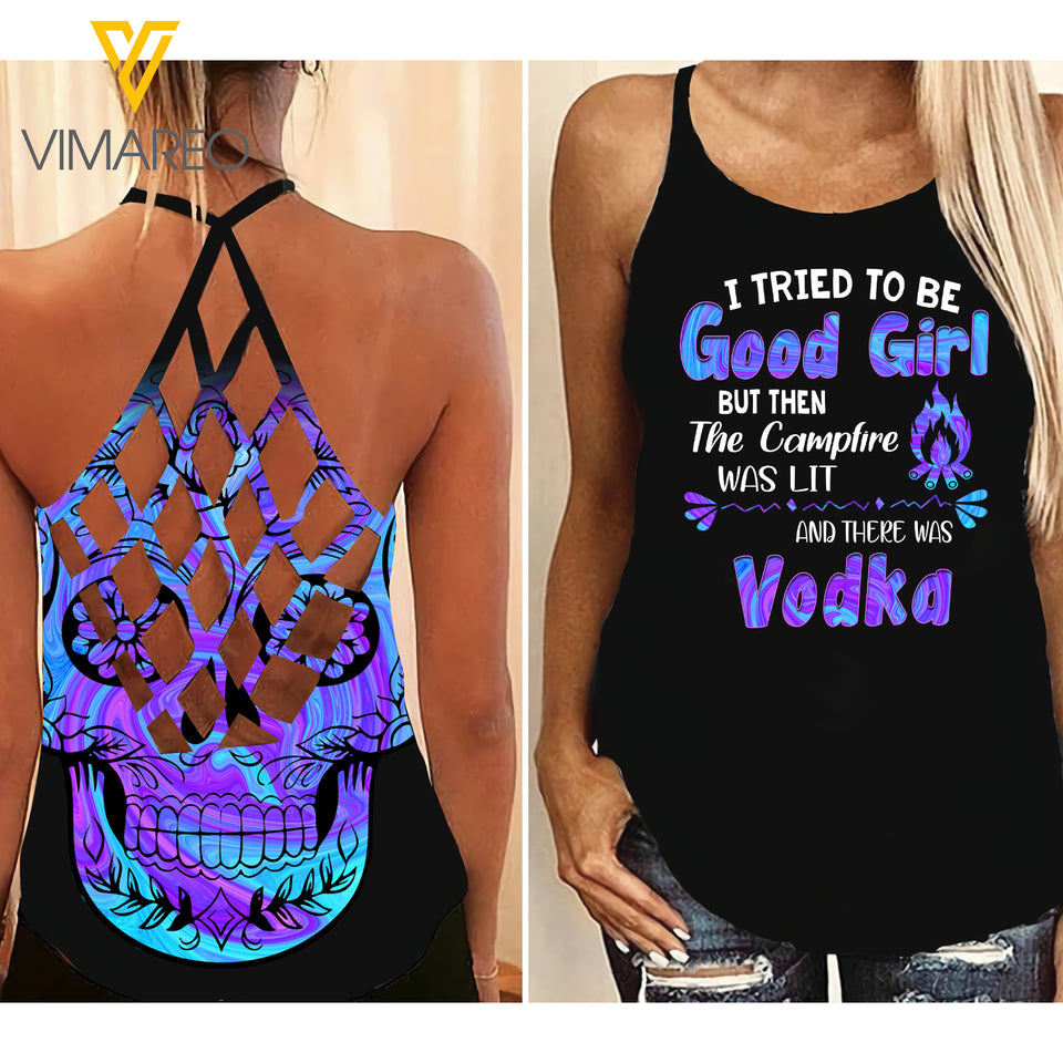 KHMD GOOD GIRL vodka Criss-Cross CHAOTIC Tank Top Legging