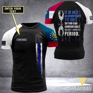 CUSTOMIZED GEORGIA THIN BLUE LINE 3D PRINTED TSHIRT YYQQ