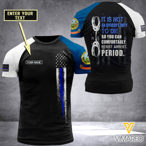 CUSTOMIZED IDAHO THIN BLUE LINE 3D PRINTED TSHIRT YYQQ