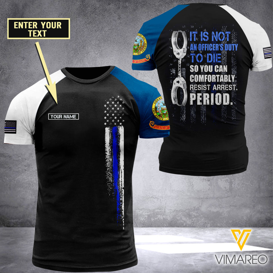 CUSTOMIZED IDAHO THIN BLUE LINE 3D PRINTED TSHIRT YYQQ