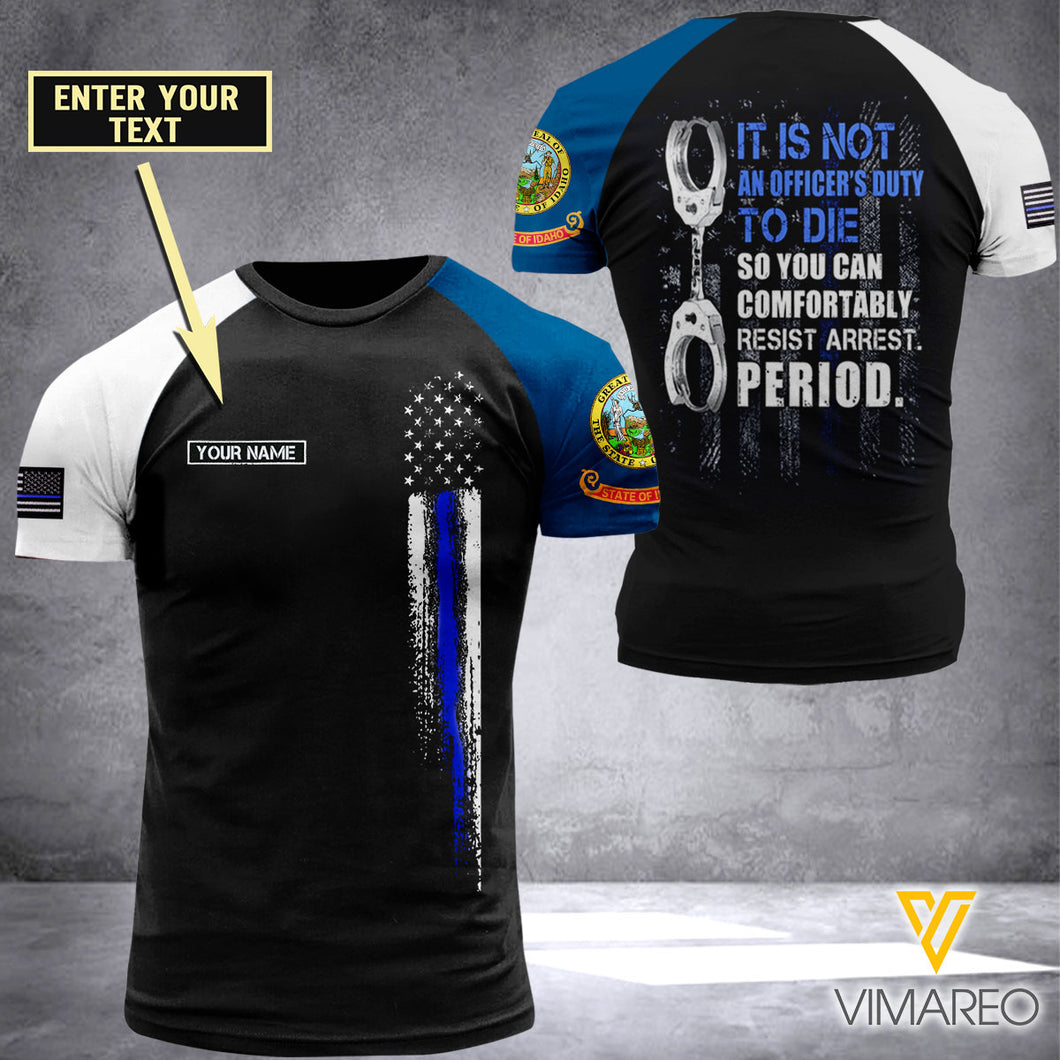 CUSTOMIZED IDAHO THIN BLUE LINE 3D PRINTED TSHIRT YYQQ