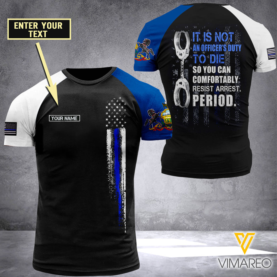 CUSTOMIZED PENNSYLVANIA THIN BLUE LINE 3D PRINTED TSHIRT YYQQ