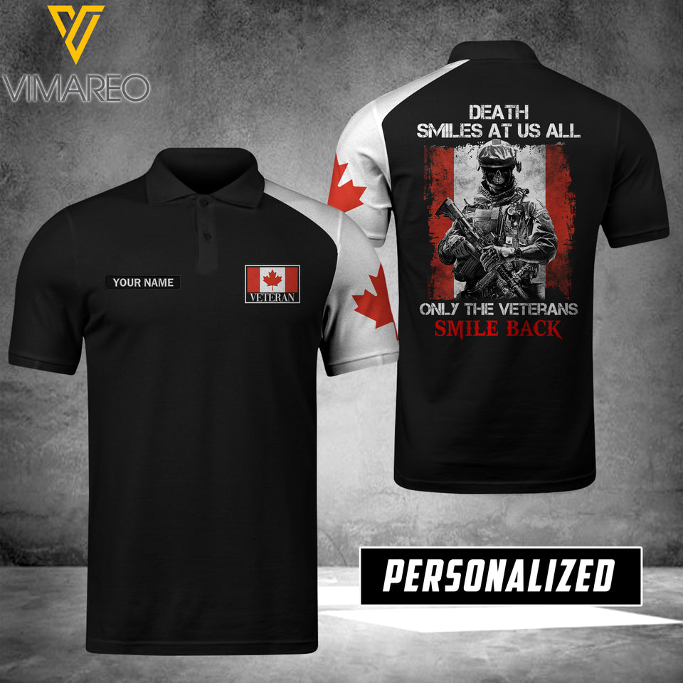 veteran canada PERSONALIZED POLO SHIRT 3D PRINTED TMT