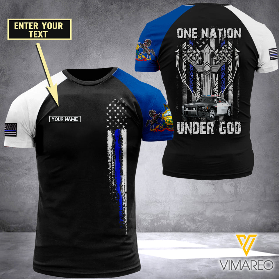 Pennsylvania BLUE LINE CUSTOMIZE T SHIRT 3D PRINTED TMT