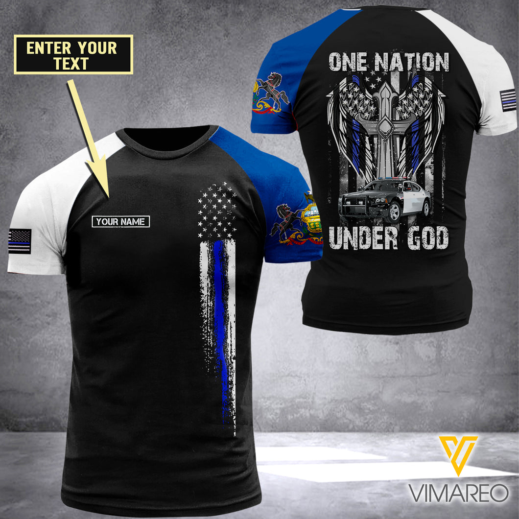 Pennsylvania BLUE LINE CUSTOMIZE T SHIRT 3D PRINTED TMT