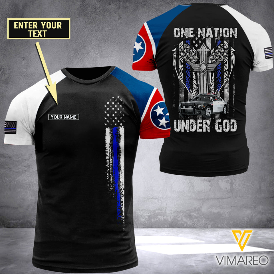 Tennessee BLUE LINE CUSTOMIZE T SHIRT 3D PRINTED TMT
