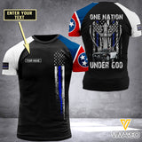 Tennessee BLUE LINE CUSTOMIZE T SHIRT 3D PRINTED TMT