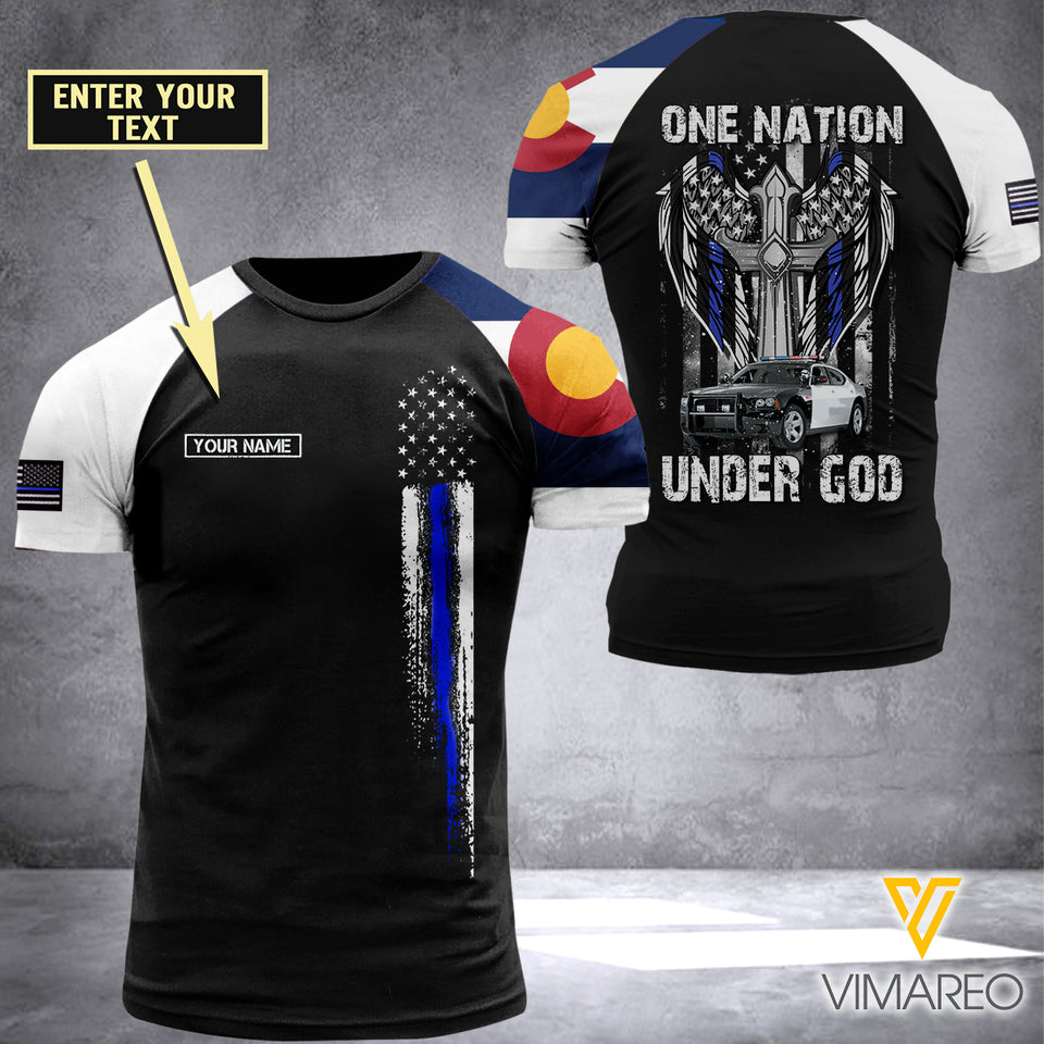 colorado BLUE LINE CUSTOMIZE T SHIRT 3D PRINTED TMT