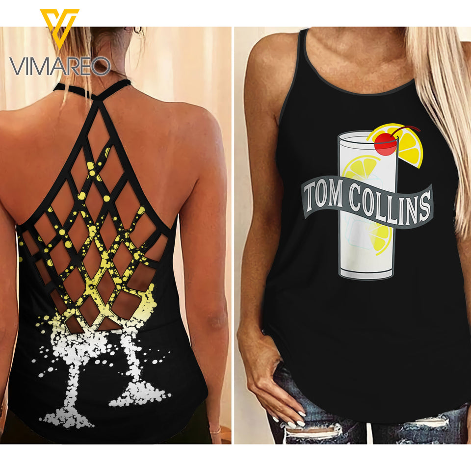 Tom Collins Criss-Cross Open Back Camisole Tank Top