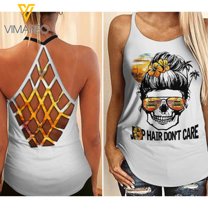 JEEP HAIR DON'T CARE CRISS-CROSS TANK TOP