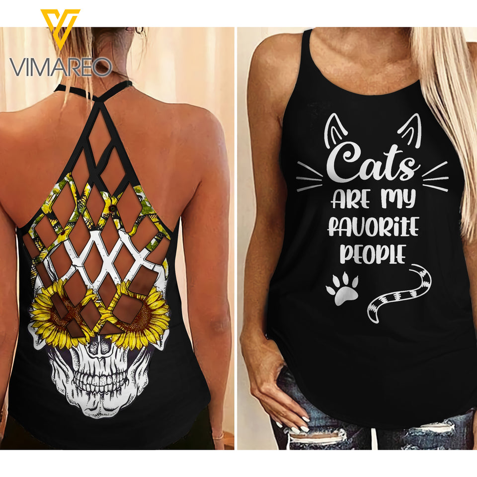 KA CATS MY FAVOURITE PEOPLE Criss-Cross Tank Top