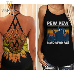 KA MADAFAKAS CAT Criss-Cross Open Back Camisole Tank Top 3 style ZA1503