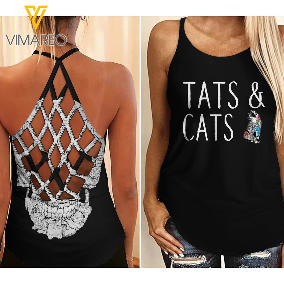 KA TATS AND CATS  Criss-Cross Tank Top