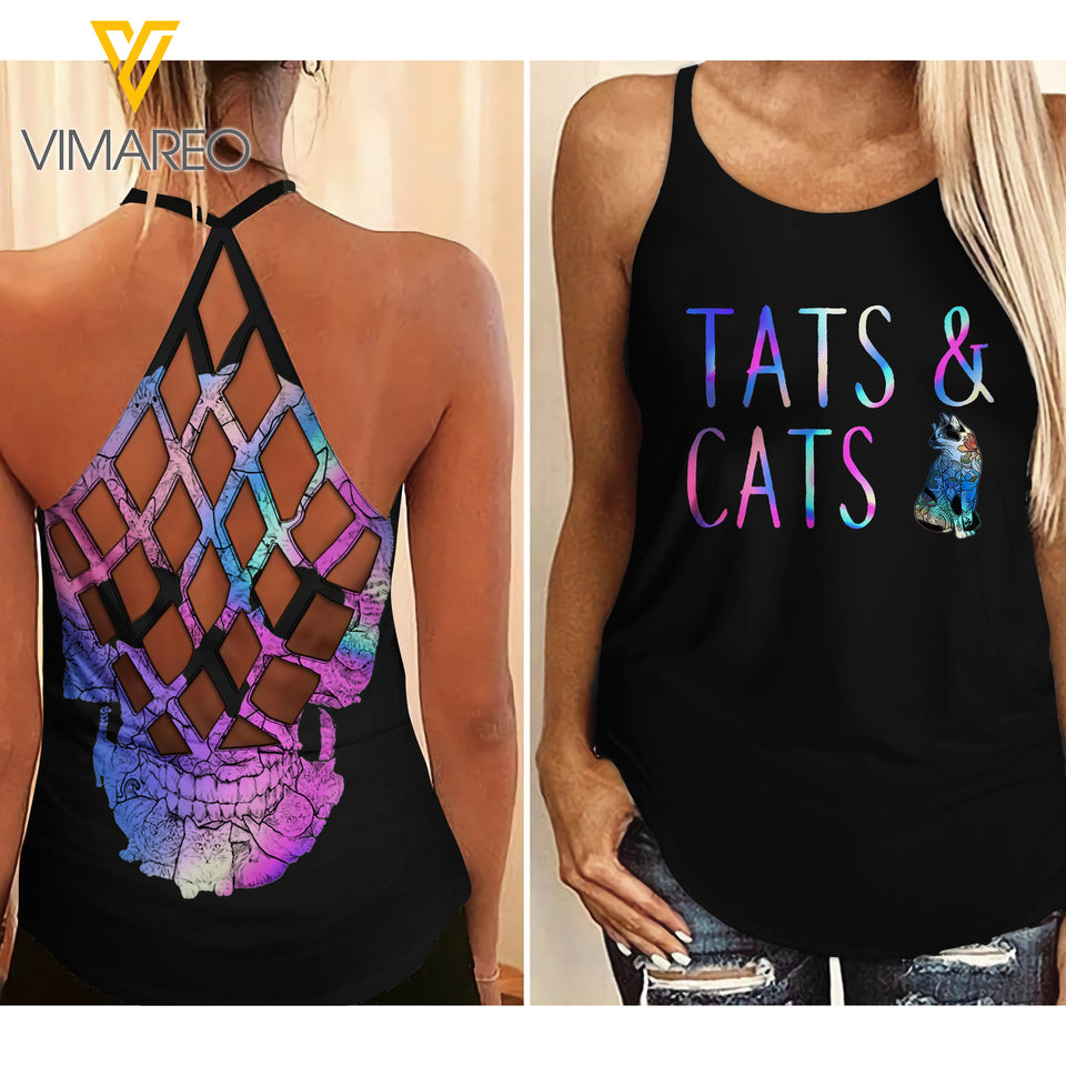 KA TATS AND CATS  Criss-Cross Tank Top