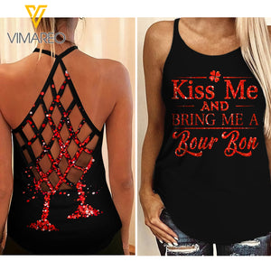 Kiss and Bring me Wine Criss Cross Open Back Camisole Tank Top