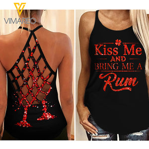 Kiss and Bring me Wine Criss Cross Open Back Camisole Tank Top