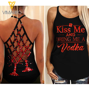 Kiss and Bring me Wine Criss Cross Open Back Camisole Tank Top