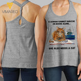 Survive on Books and Cats Criss-Cross Open Back Camisole Tank Top