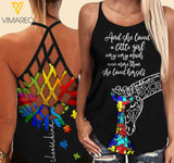AUTISM GIRAFFE CRISS-CROSS OPEN BACK CAMISOLE TANK TOP LC