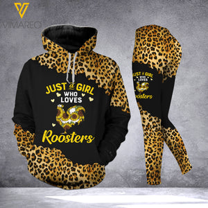 JUST A GIRL WHO LOVES ROOSTER COMBO TANK+LEGGING 3D PRINTED LC