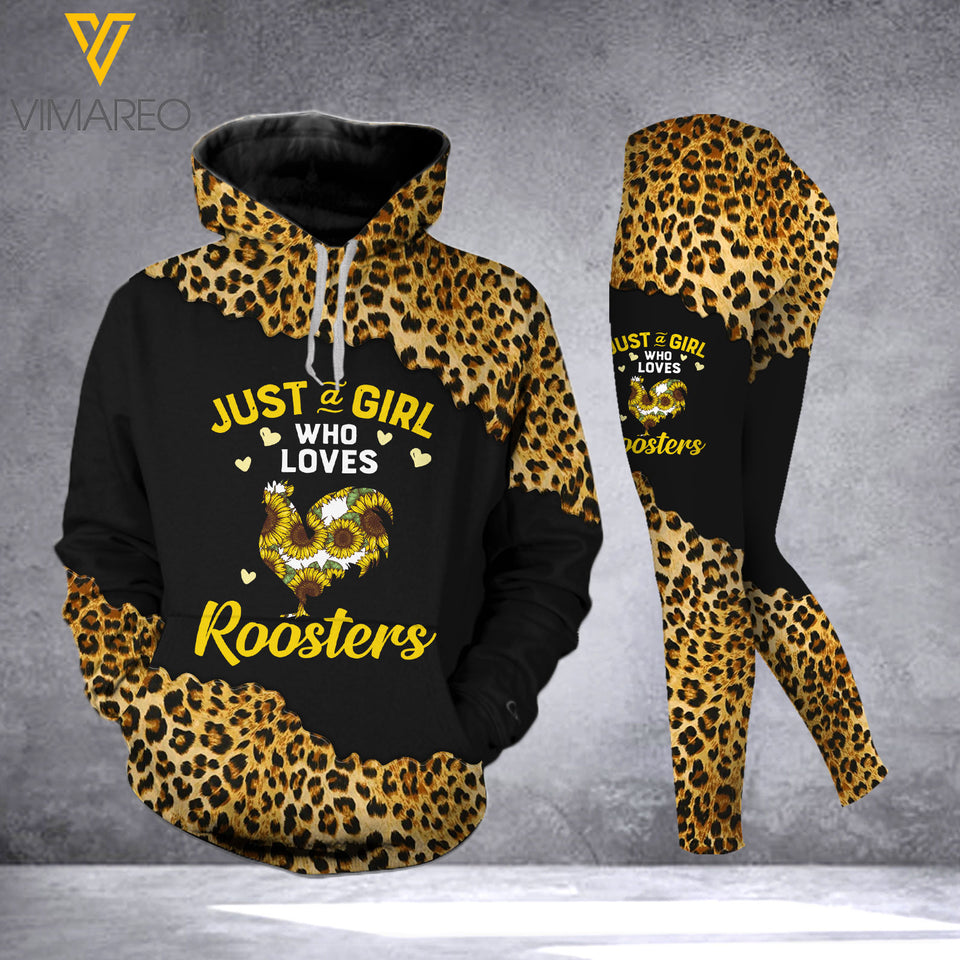 JUST A GIRL WHO LOVES ROOSTER COMBO TANK+LEGGING 3D PRINTED LC
