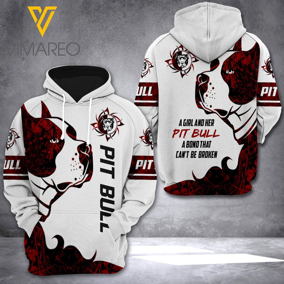 PITBULL DOG HOODIE 3D PRINTED LC