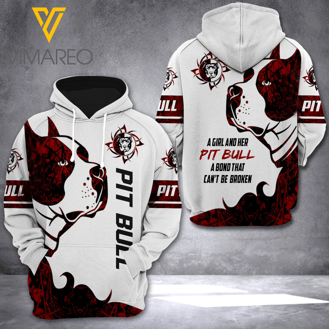 PITBULL DOG HOODIE 3D PRINTED LC